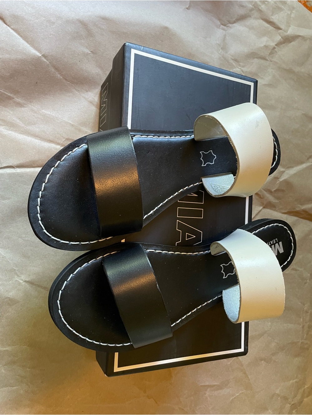 MIA Black and White Slide Sandals - Picture 3 of 8